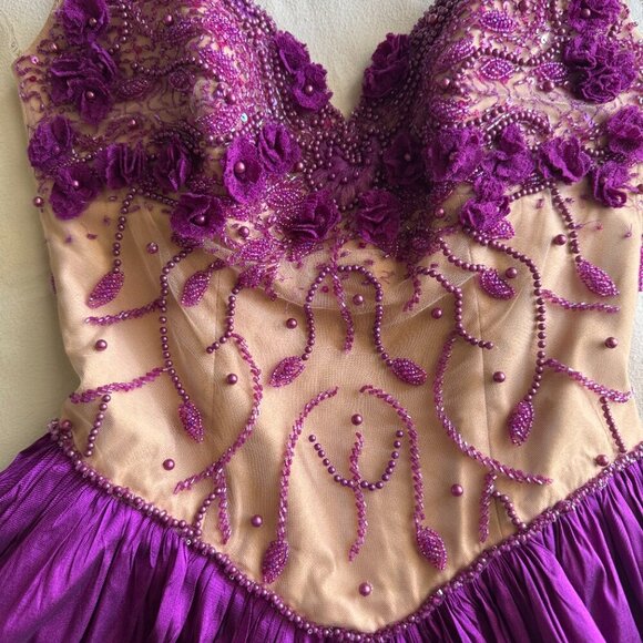 Tarik Ediz 90378 Dress Evening Dress ~US size 4 Purple Dress Beads and Lace NWT - Picture 12 of 15